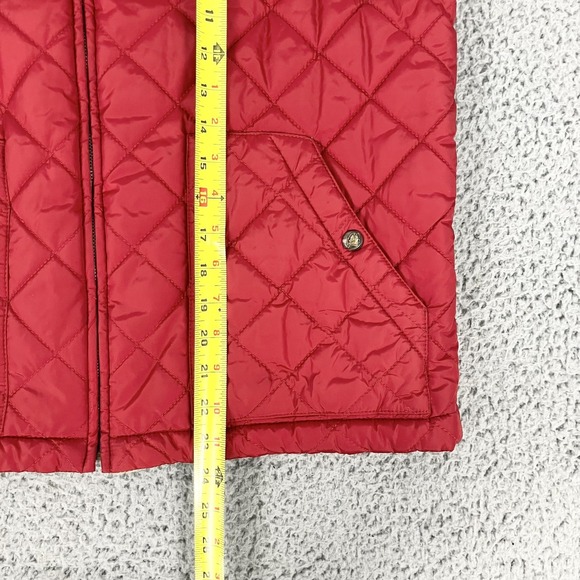 Lauren Ralph Lauren Vest Womens Large Red Quilted Corduroy Collar Equestrian - Picture 7 of 8